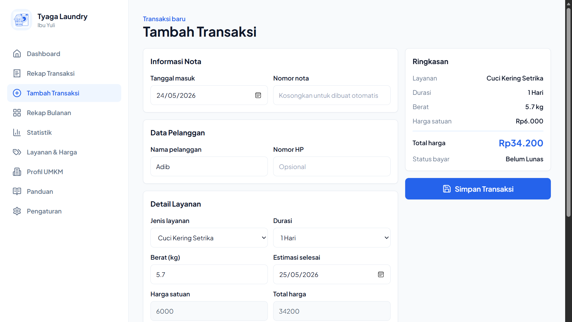 Add Transaction Form